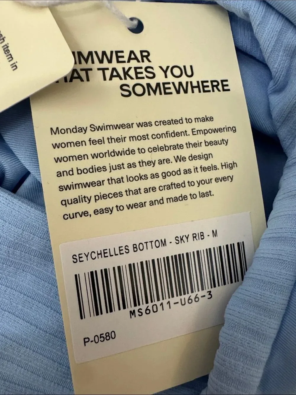 Monday Swimwear Seychelles Bottom Sky Rib NWT M